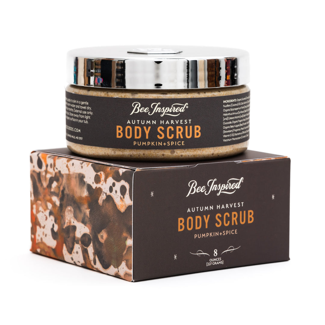 Autumn Harvest body scrub on white 