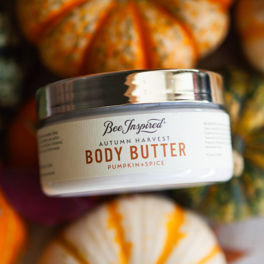 Autumn Harvest body butter on pumpkins 