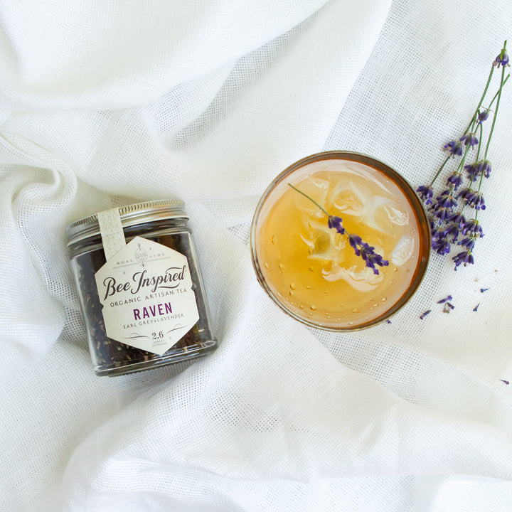 Raven Earl Grey Tea with Lavender iced tea overhead