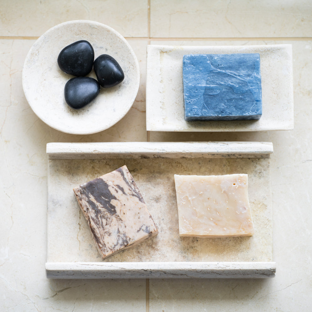 Soap trio on individual soap trays 