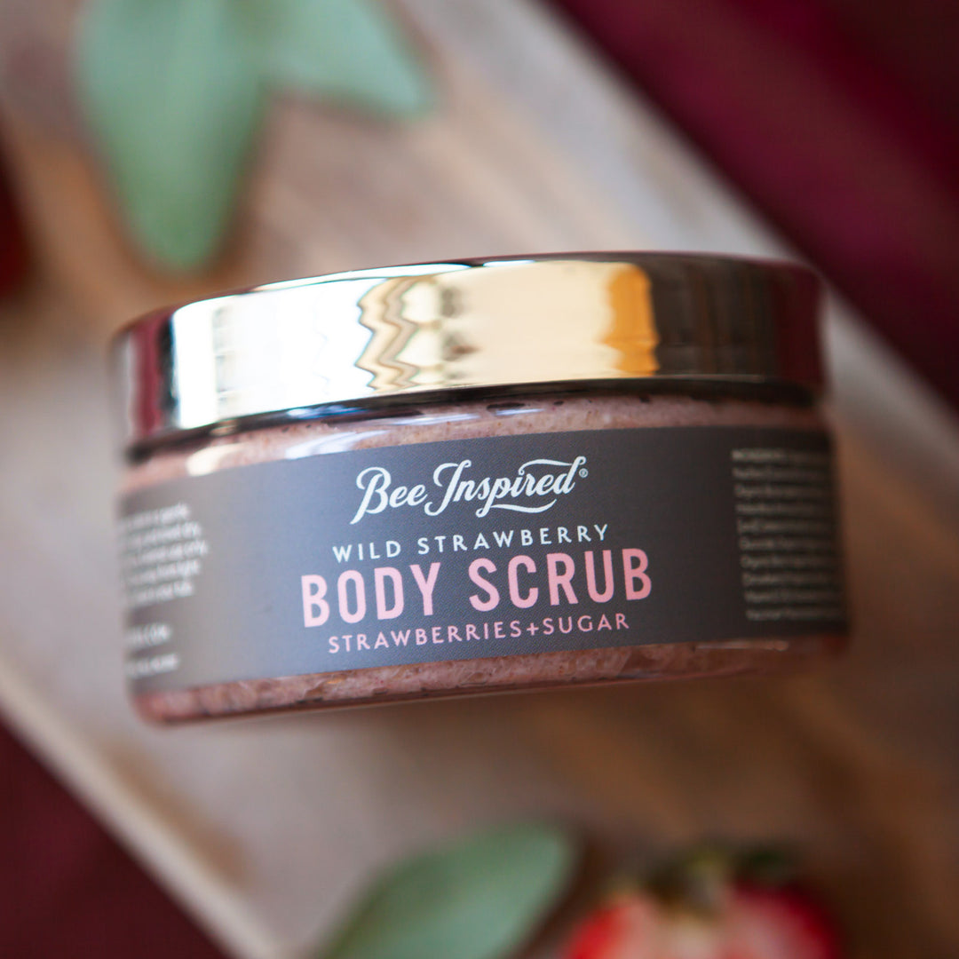 Wild Strawberry body scrub with strawberries 