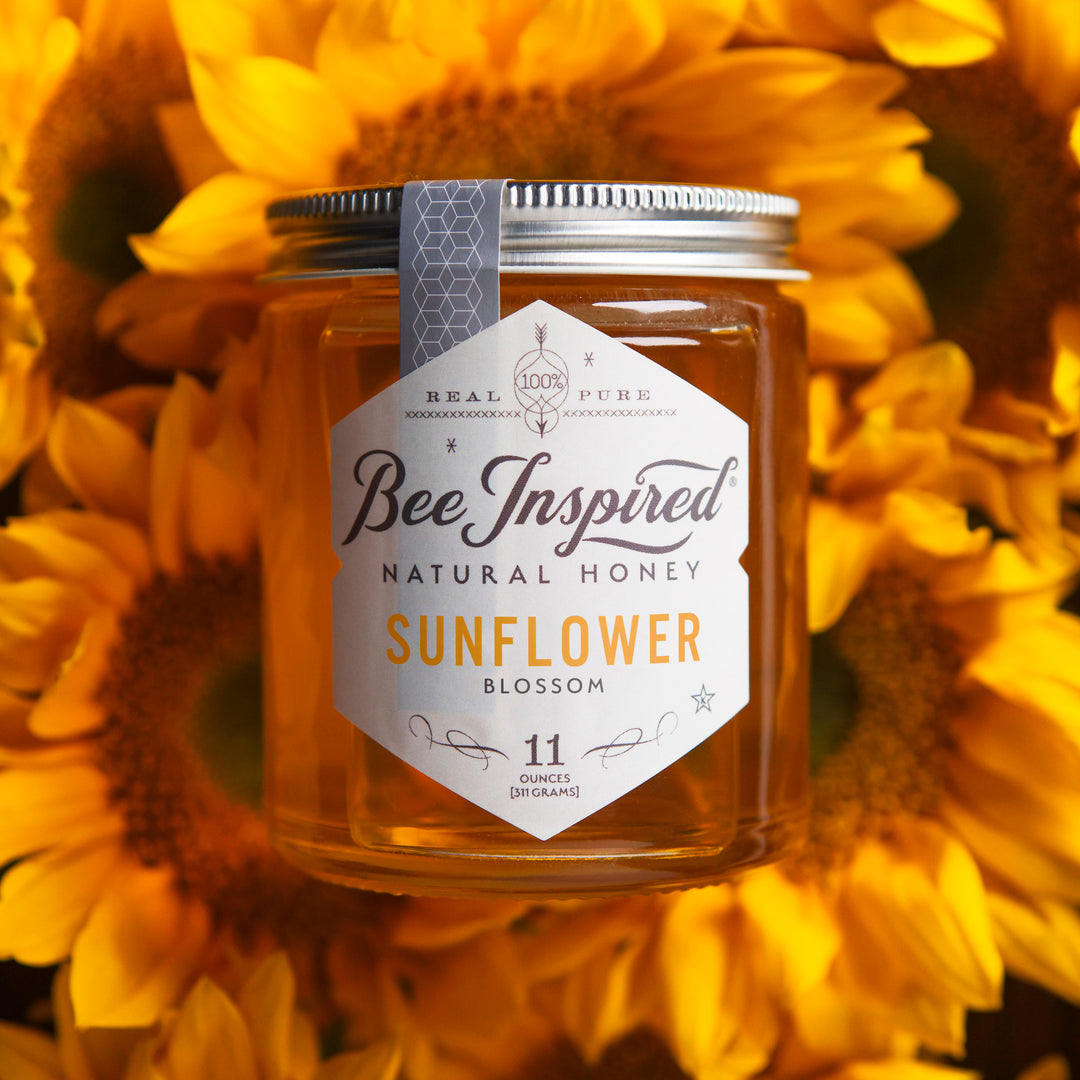 sunflower honey on sunflowers