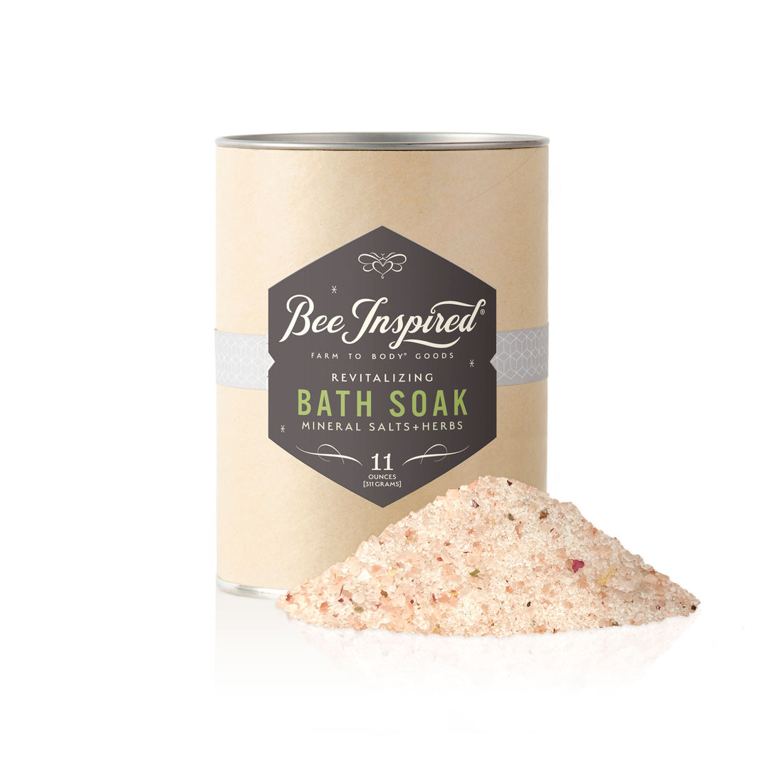 Revitalizing bath soak on white 