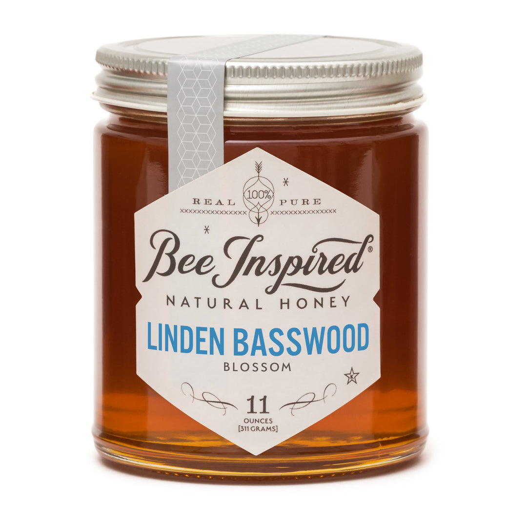 Linden Basswood honey on white 