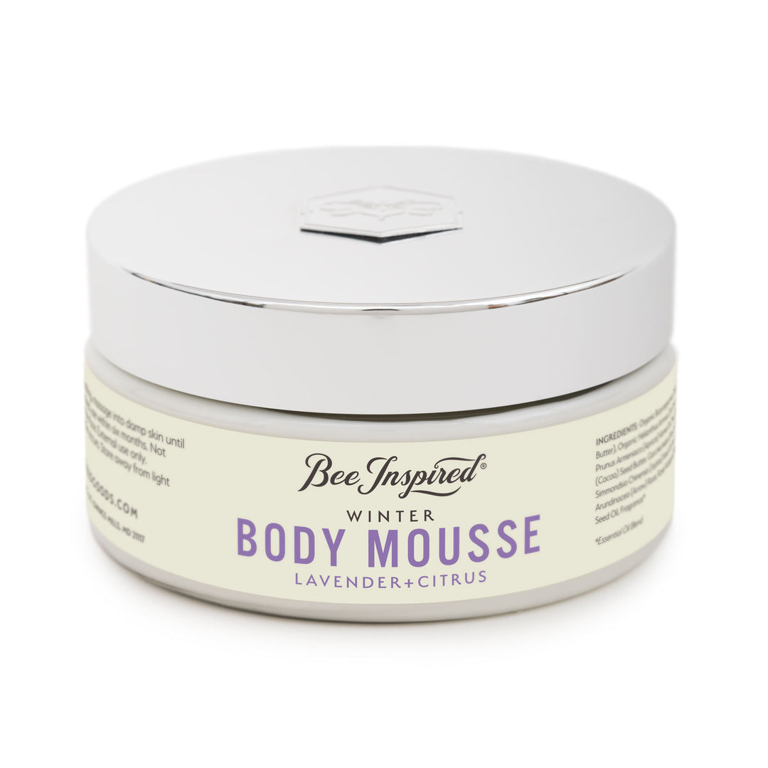 winter body mousse from bee inspired honey retail store in owings mills on white