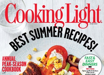 Cover of Cooking Light magazine with vegetables 