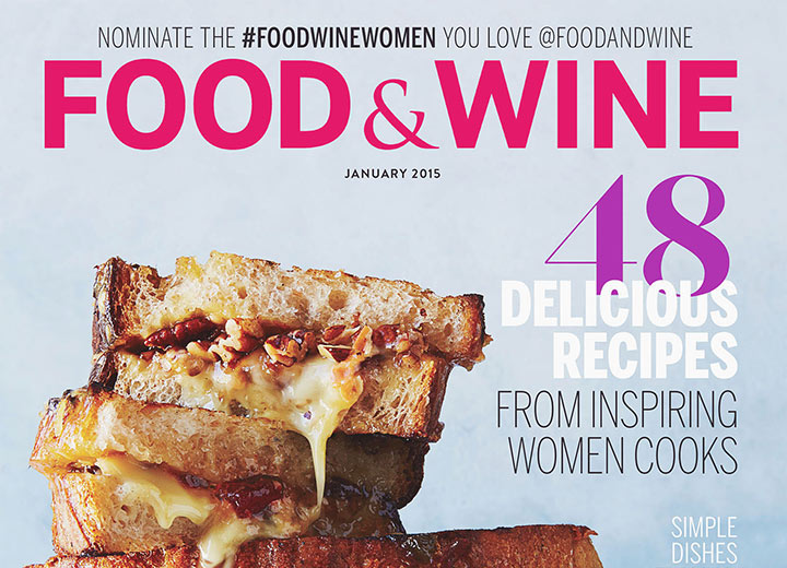 Cover of Food & Wine magazine with bacon grilled cheese 