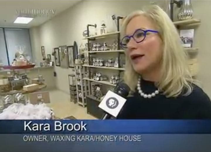 Image of interview with Kara in the Waxing Kara Honey House 