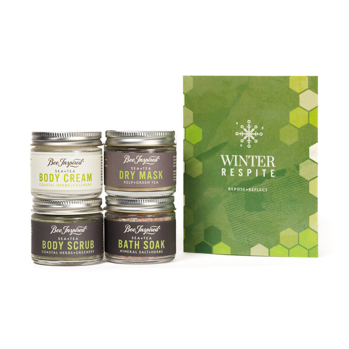 Petite Winter Respite collection and booklet against white 