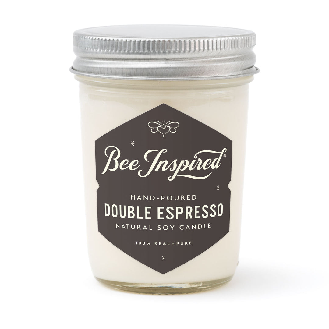 Double Espresso jelly jar candle on white 