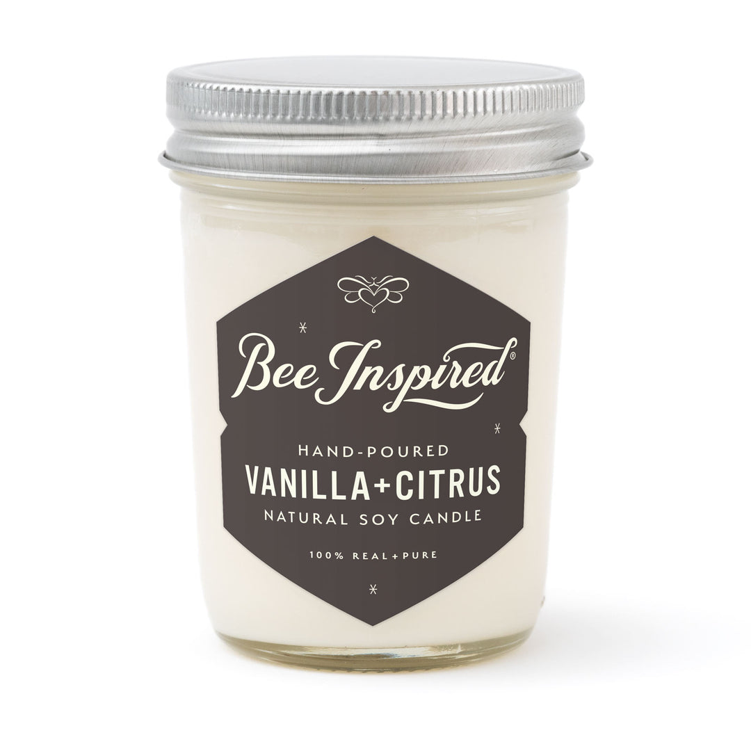 Vanilla Citrus jelly jar candle on white 