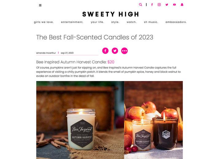 Image of Sweety High article featuring Bee Inspired Autumn Harvest candles