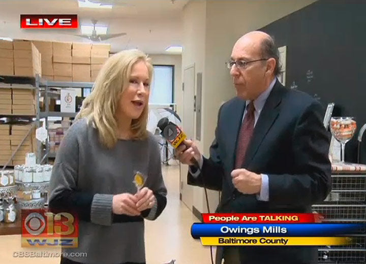 Screenshot of WJZ interview with Kara in the Honey House 